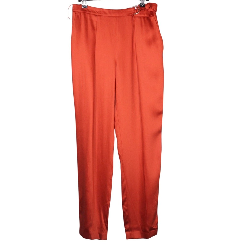 Ted Baker Womens Camilat Pants Sz 2 Rust Satin Career Office Tapered Trouser NWT